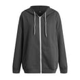thumbnail image 4 of Xudanell Womens Plus Size Hoodies Sweatshirt Long Sleeve Drawstring Jacket Zip up Coat with Pocket Outwear Dark Gray M, 4 of 6