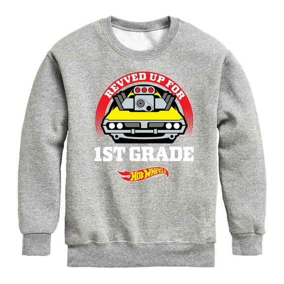 Hot Wheels - Revved Up For 1st Grade - Youth Crewneck Fleece Sweatshirt