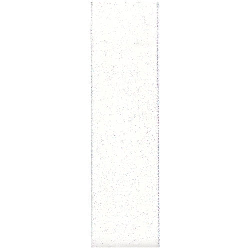 Offray Ribbon, White 2 1/2 inch Wired Edge Sheer Metallic Ribbon, 9 feet
