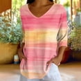 thumbnail image 4 of Gswybco 3/4 Sleeve Shirts for Women Casual Print Loose T-Shirt Dressy Blouse Sporty Business Work Pullover Tops V-Neck Tunic Tops, 4 of 6