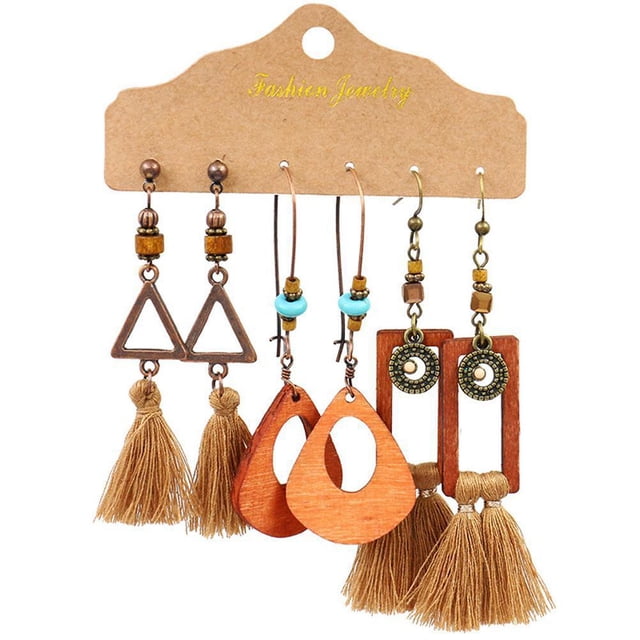 Pendientes Bohemios Con Borlas De Cuentas Retro Para Mujer, Pendientes Étnicos, Joyería, Pendientes Colgantes Bohemios Vintage Para Fiestas, Vacaciones Y Uso Diario Cateissary AP006280-01