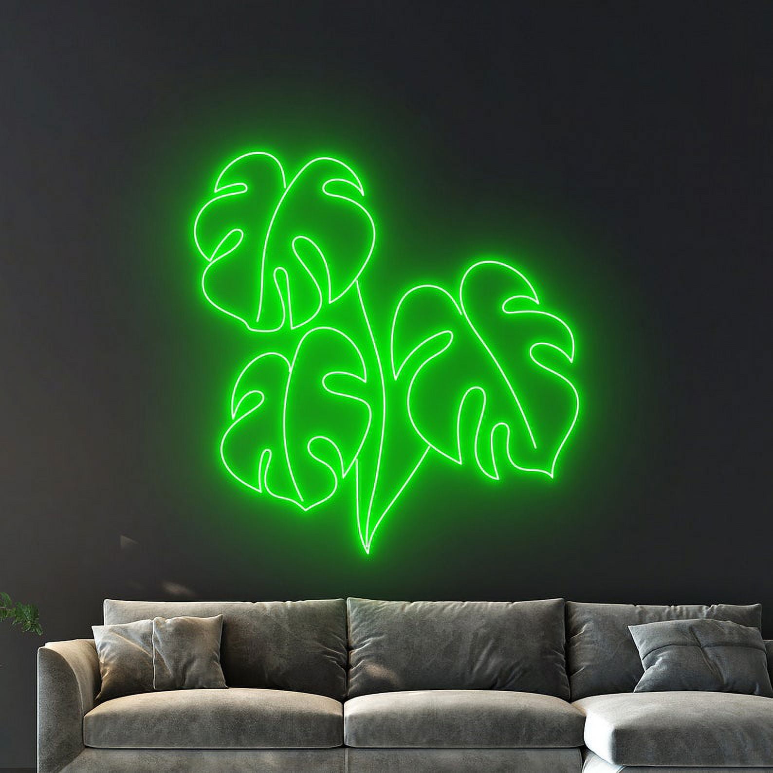 緑色ネオンライト Monstera 約50cm Handmadetneonsign Monstera Leaf Neon Light, Monstera Leaf Tropical