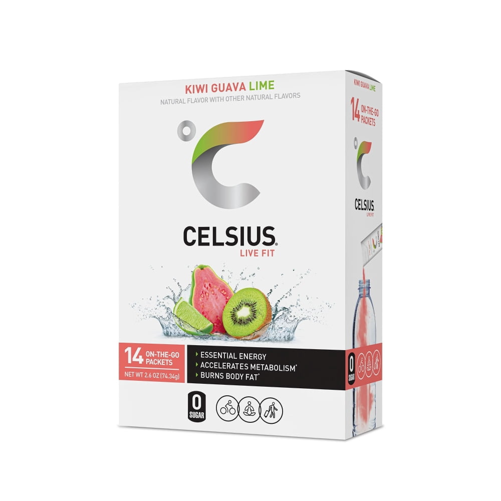CELSIUS Zero Sugar Kiwi Guava Lime Energy Drink Mix Packets 14 Count - 3 Pack