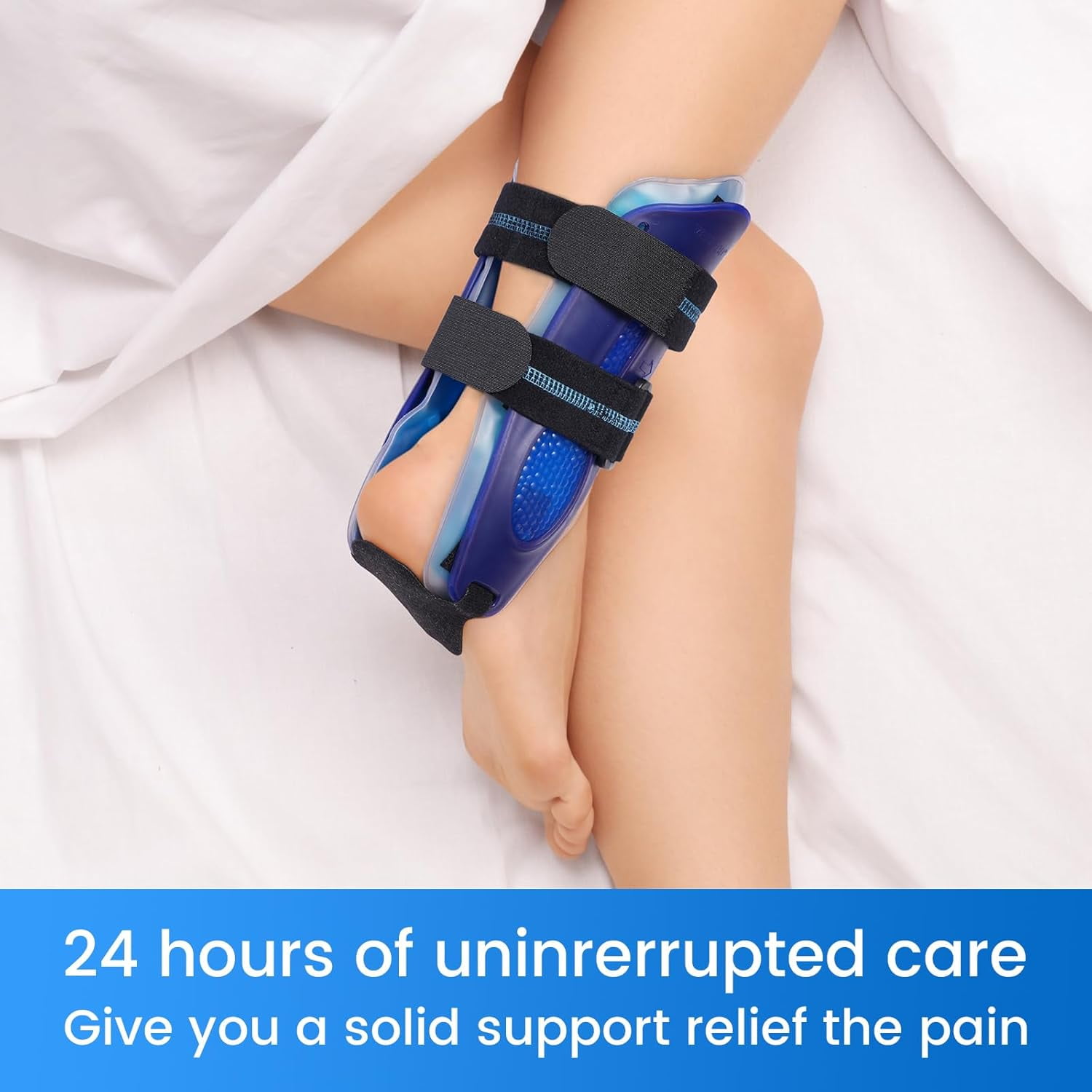 Velpeau Ankle Support Brace for Men & Women, Ankle Stabilizer, Stirrup Splint for Sprains, Tendonitis, Volleyball, Basketball, Sprained Ankle, Reversible Left & Right Foots, One Size (Gel Pad, Blue)