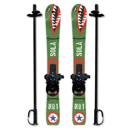 Sola Kid s Snow Skis and Poles Winter Sports Beginner with Bindings Age 2 - 4  Bomber