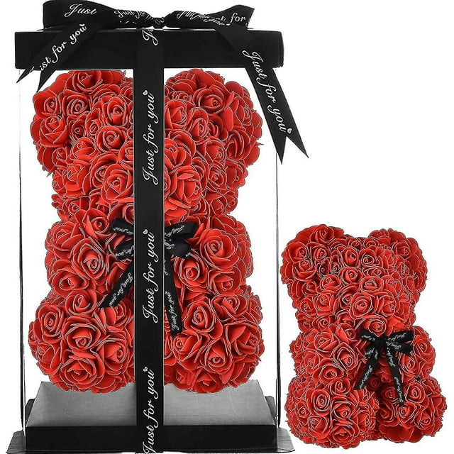 Nuevo 2023 Oso rosa Oso de peluche rosa Oso de flor rosa artificial, regalo para el día de San Valentín, boda, día de la madre y aniversario El más vendido