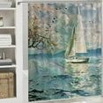 thumbnail image 6 of Orinice Ambesonne art shower curtain, Monet sailing yacht bird watercolor brush strokes, fabric bathroom décor set 36x72, 6 of 7