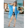 thumbnail image 2 of LA LEELA Women's Chiffon Summer Tropical Beach Loose Casual Kimono Tops Beachwear Duster Cardigan Cover up Kimonos for Women L-XL Han, Waves, 2 of 5