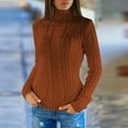 thumbnail image 5 of MSJUHEG womens long sleeve tops turtleneck sweater women Acrylic High Neck Pullover style Long sleeves Lightweight women's sweaters Brown L, 5 of 8