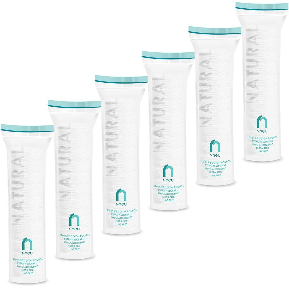 R-NEU Waffle Textured Hypoallergenic Natural Cotton Makeup Remover and Facial Cleansing Rounds, 2.25 Inch Diameter, 600 Pack