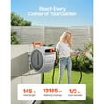 thumbnail image 2 of KFFKFF Retractable Hose Reel 145ft x 1/2in, Wall-Mounted Garden Hose Reel with 9-Function Nozzle, Lawn Watering Hose Reel 180° Swivel Bracket, Adjustable Length Lock, Upgraded Slow Return System, 2 of 9