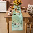 thumbnail image 2 of Teal Green Easter Table Runner 48 Inches, Spring Bunny Eucalyptus Leaves Bed Runner Dresser Scarves Tabletop for Indoor Outdoor Parties/Ceremony/Banquet, 13" x 48", 2 of 8