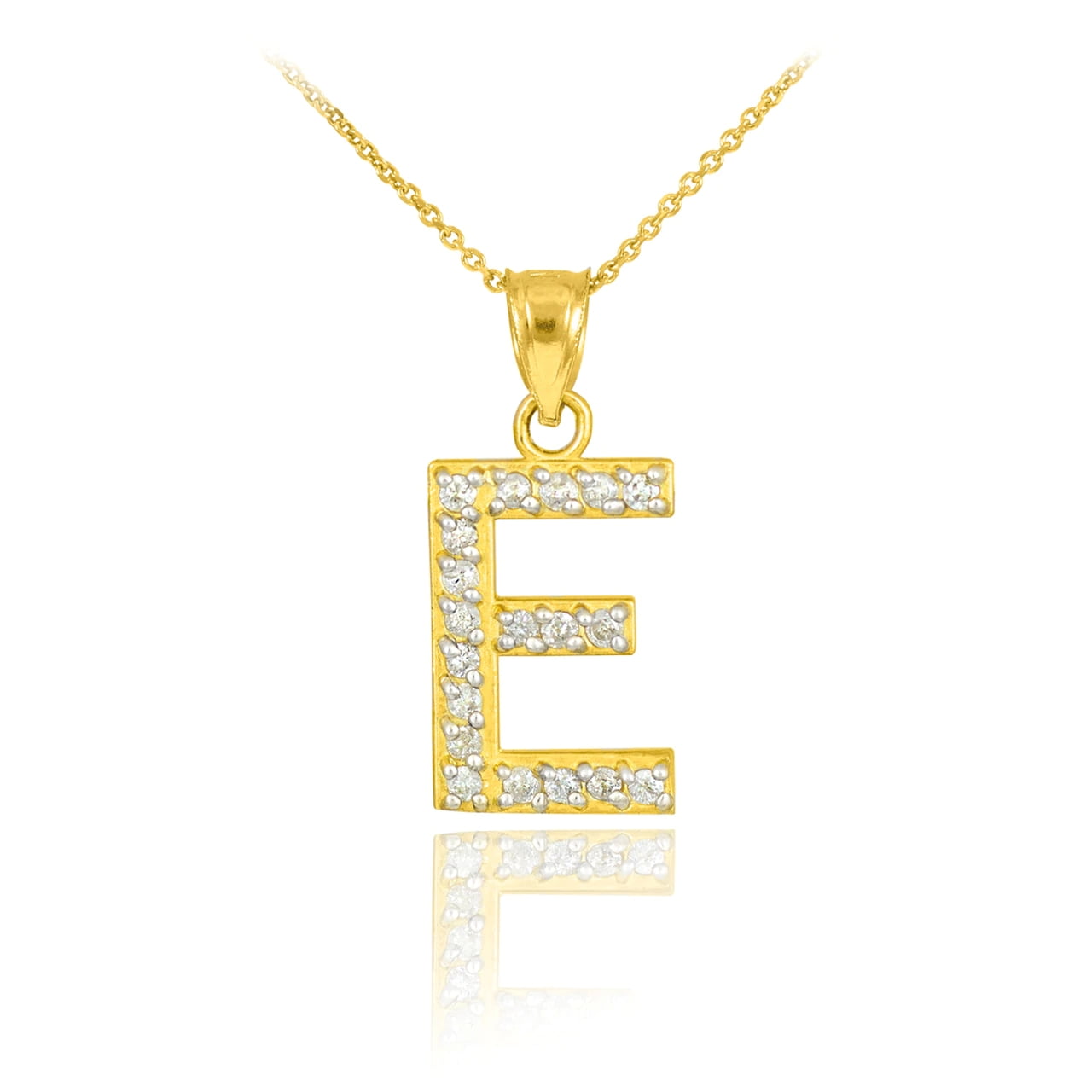GOLD LETTER "E" DIAMOND INITIAL PENDANT NECKLACE : 14K Pendant ...