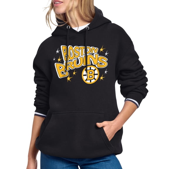 Women's Starter Black Boston Bruins Fireworks Fleece Hoodie