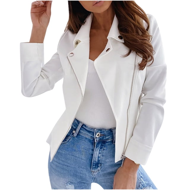 Hauts pour Femmes Manches Longues Mode Confortable Décontracté Poche à Fermeture Éclair Bouton Col Rabattu Couleur Unie Sans Capuche