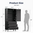 thumbnail image 2 of TOPCOMFY Modern Pantry Cabinet with 3 Drawers 2 Doors, Kitchen Storage Cupboard for Organization with Adjustable Shelves & Fluted Panel Design-Black, 2 of 7