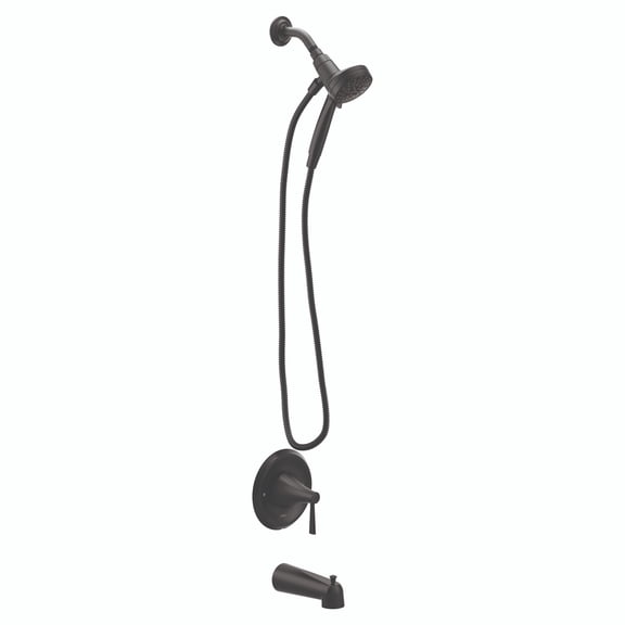 Moen Ronan Matte Black Single-Handle Modern Tub and Shower Faucet with Round Handheld Rainshower Spray Head Featuring Magnetix, Valve Included
