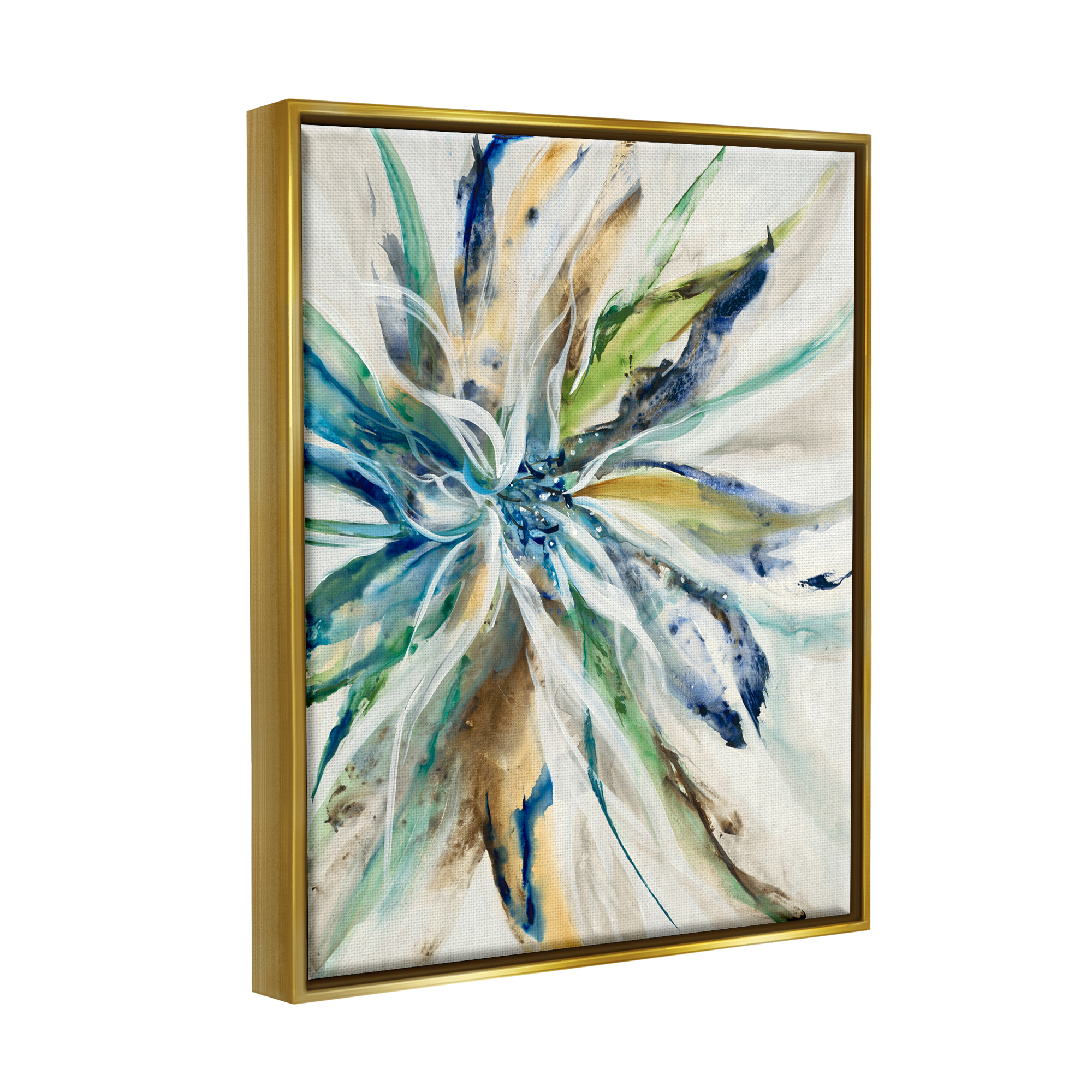 Stupell Industries Flower Petals Abstraction Abstract Painting Gold Floater Framed Art Print Wall Art
