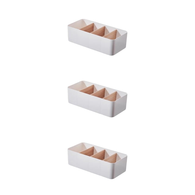 ZheElen Home Organizer Ladder Layered Detachable Partition Wide Application Strong Practicality Plastic Storage Box Durable white Rectangular 3Set