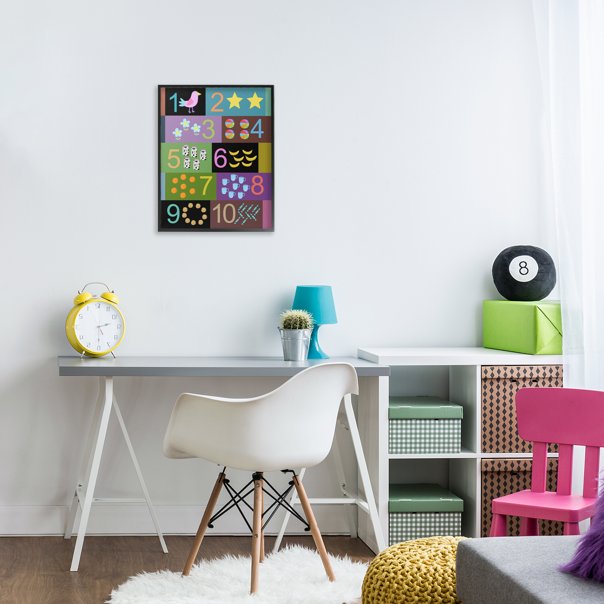 Learning To Count Chart Black Framed Giclee Art, design by Carla Daly
