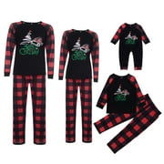 SHOPESSA Matching Family Christmas Pajamas Set, Reindeer Plaid Printed Xmas PJs Loungewear Sleepwear for Women Men Kids