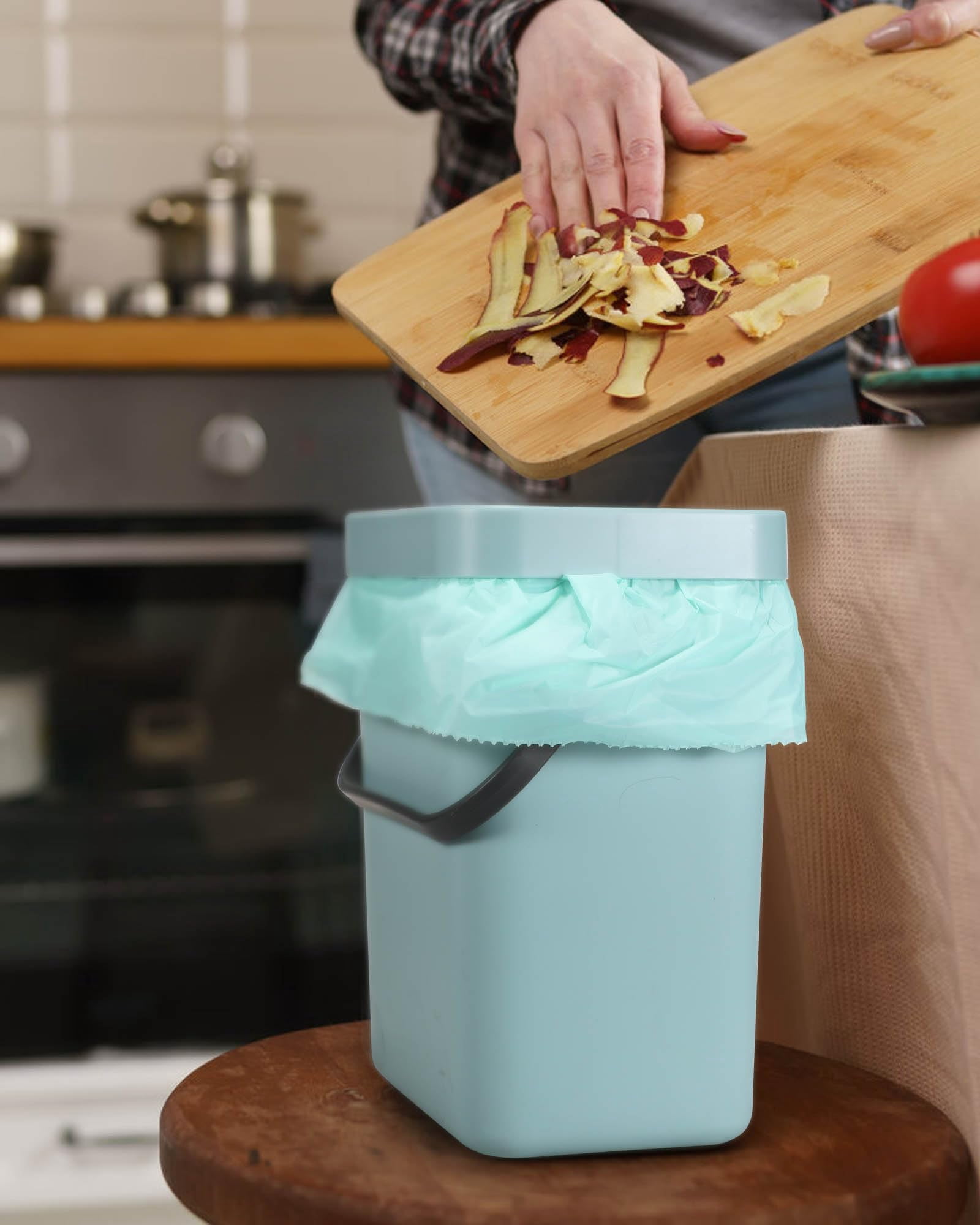 1.2 gallon small trash bags garbage bags, mini compostable strong bathroom wastebasket can liners trash bags for home office kitchen fit 5 liter 5l,1 gal,green