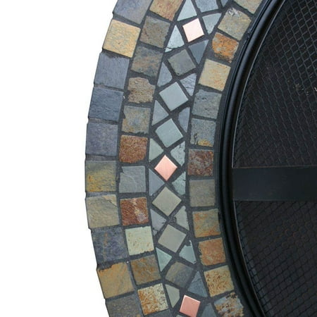 UniFlame 36" Wood Burning Slate & Copper Tile Wrought Iron Fire Pit | WAD931SP