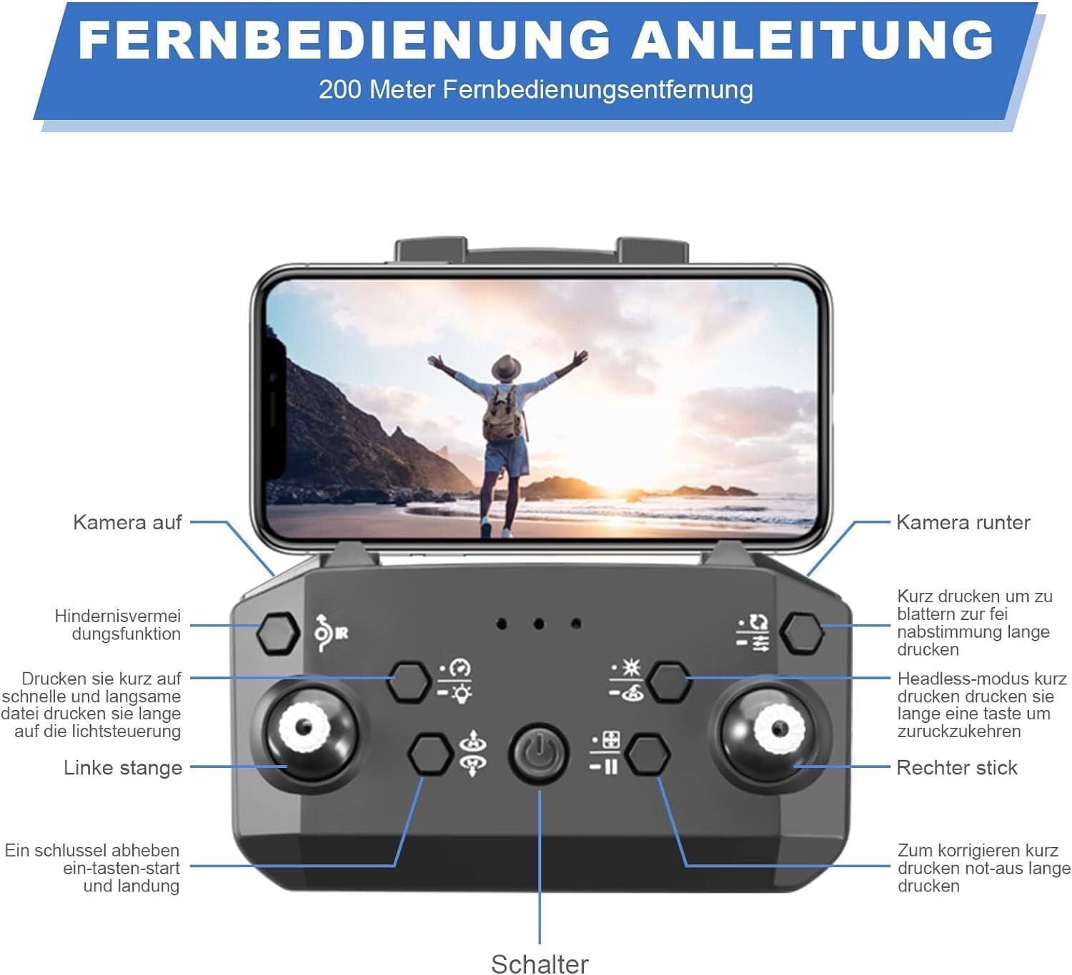 TOPCHANCES I3 PRO FPV Drone with 4K Dual Cameras, RC Quadcopter for Kids Adults with Altitude Hold, One Key Landing, Obstacle Avoidance, Headless Mode, 2 Batteries (Orange)