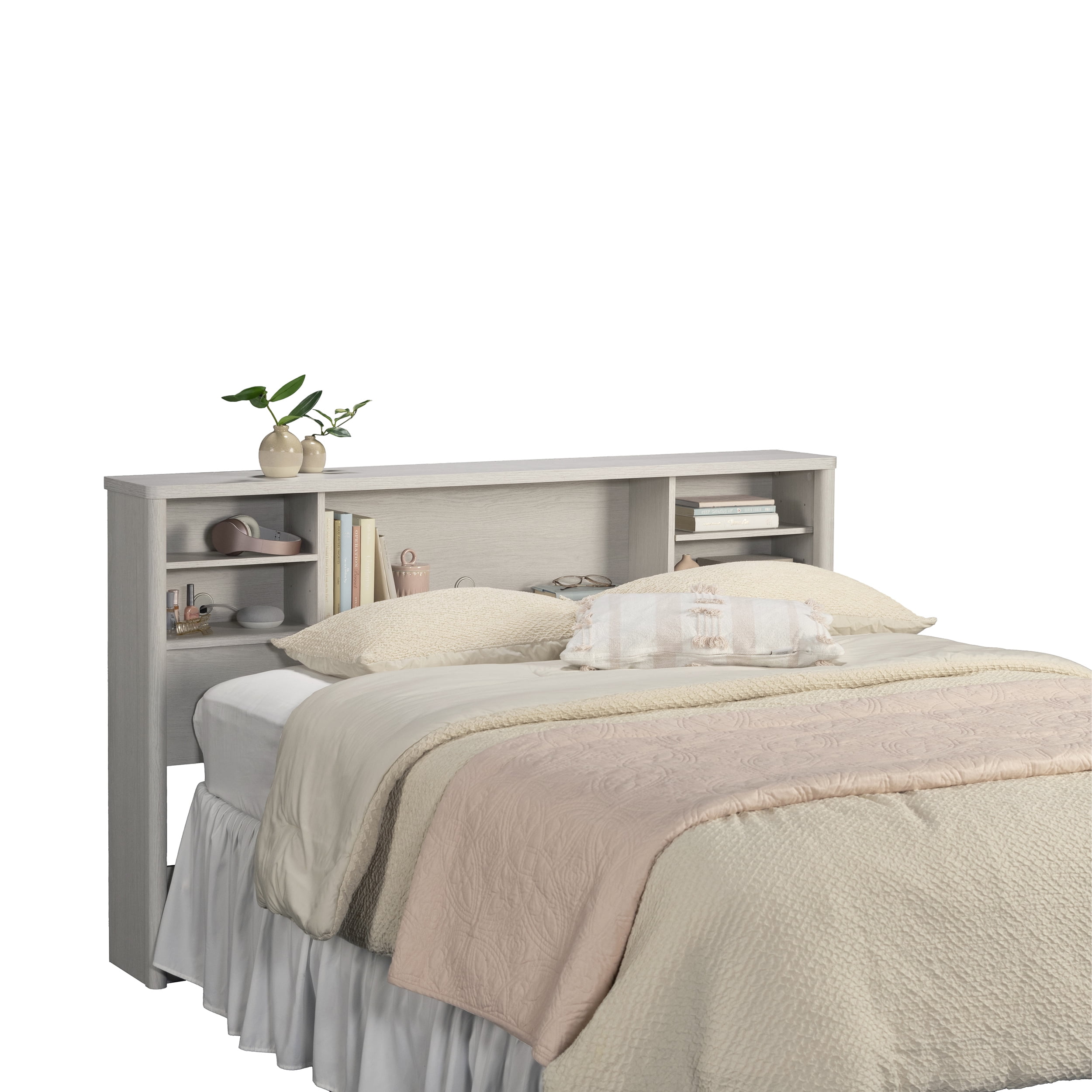Yoneston Full/Queen Size Headboard with Storage, Bookcase Headboards with Adjustable Cubby Compartments & Shelves, Easy Assembly, White