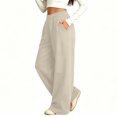 thumbnail image 5 of Lmnyox Kid's Sweatpants Wide Leg Baggy Solid Color High Waist Sports Pants Fleece Lined Joggers with Pockets, 5 of 9
