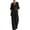 Black, variant on Women's Elegant Wide Leg Jumpsuit, Deep V-Neck Half Sleeve Flowy Romper, High Waist Pleated Bodysuit, Formal Outfit for Evening Party Yellow XL