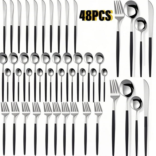 Silverware Set,48-Piece Stainless Steel Flatware Service for 12, Kitchen Accessories Utensils Tableware Cutlery Set,Dishwasher Safe