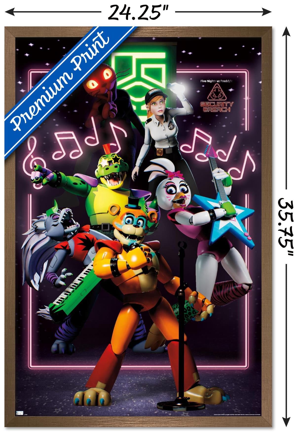Five Nights at Freddy's: Security Breach - The Band Wall Poster, 22.375" x 34" Framed