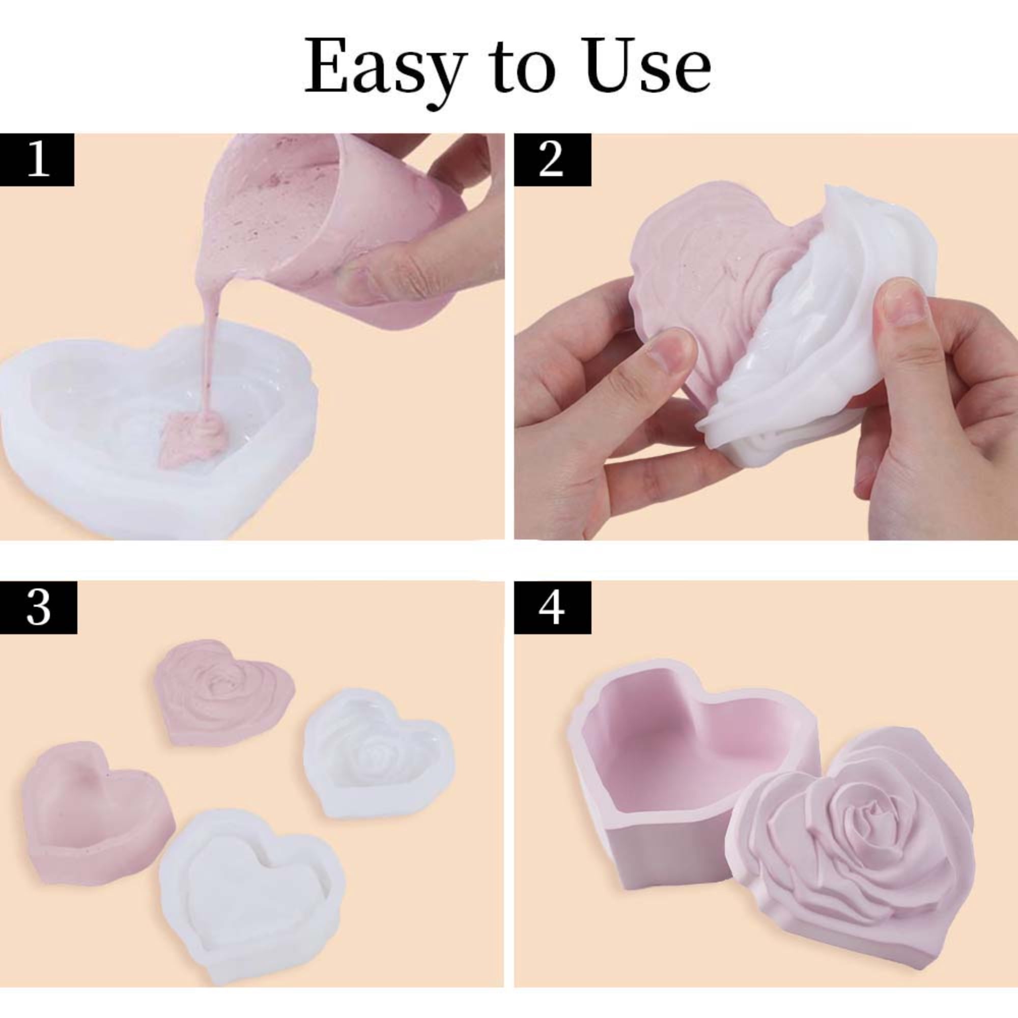 Heart Jars Resin Molds with Lid, Epoxy Molds Silicone for Storage Bottle,Candle Holder,Jewelry Trinket Container, Epoxy Casting Craft, Gifts