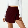 thumbnail image 4 of ClodeEU Women's Mini Asymmetrical Skirt with Shorts Underneath,Split Hem and Wrap Front Skort Wine,Womens Plus XL, 4 of 6