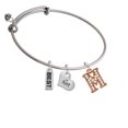 thumbnail image 1 of Crystal Rose Gold Tone Initial - M - Aunt Heart Expandable Bangle Bracelet, 1 of 1