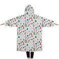 thumbnail image 2 of Oversized Wearable Blanket Hoodie,White Christmas Icon Pattern Sherpa Blanket Hoodie with Super Pockets,Super Warm Fuzzy Pullover for Women & Men, 2 of 6