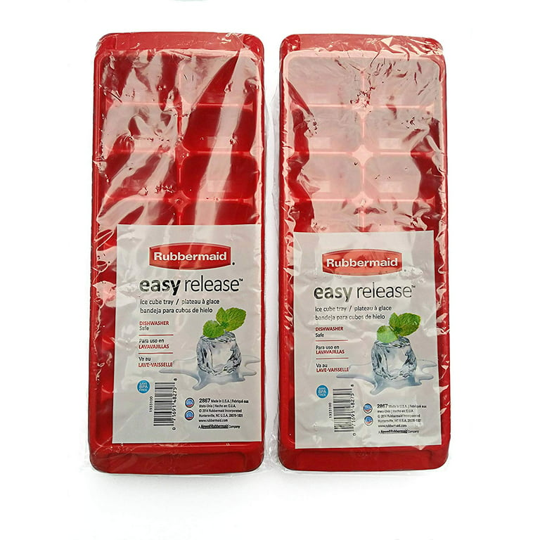 Red Ice Cube Trays 2 Pack Easy-Release BPA-FREE Dishwasher Safe