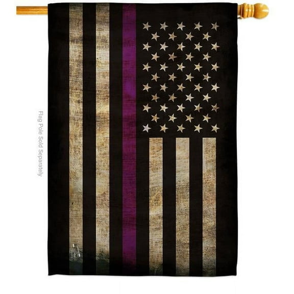 Angeleno Heritage H137430-BO 28 x 40 in. Thin Purple Line House Flag with Armed Forces Service Double-Sided Decorative Horizontal Flags Decoration Banner Garden Yard Gift