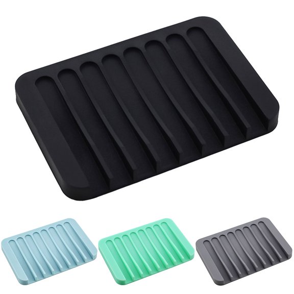 Ludlz Bathroom Soap Dishes Dish Holder Stand Saver Tray Case for Shower-Silicone Rubber Drainer Dishes for Sponge Scrubber Bathroom Kitchen Sink-Dishwasher Safe-Drains Water