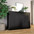 thumbnail image 4 of 49" Black Buffet Cabinet with Doors & Drawers, Modern Kitchen Storage Sideboard, Coffee Bar Console for Dining Room, Living Room, Entryway, 4 of 13