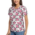 thumbnail image 2 of Honeii Rose Flowers Print Women's Classic V-Neck T-Shirt,Womens Fashion Tops,Stylish Everyday Top for Women, Casual Summer Spring Outfits Clothes-Large, 2 of 5