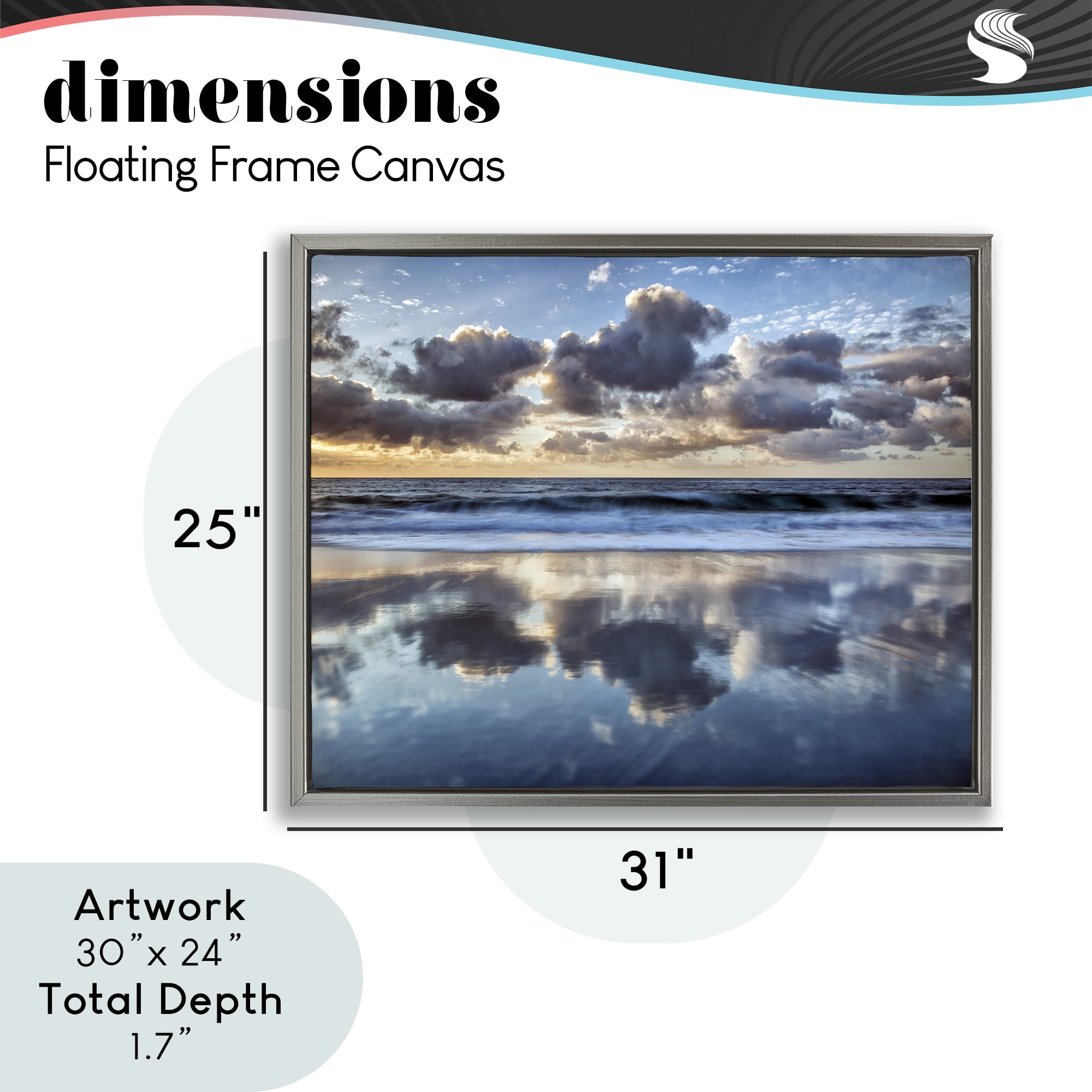Stupell Industries Reflective Clouds Seascape Gray Framed Floater Canvas Wall Art, design by Superstock Partners LLC