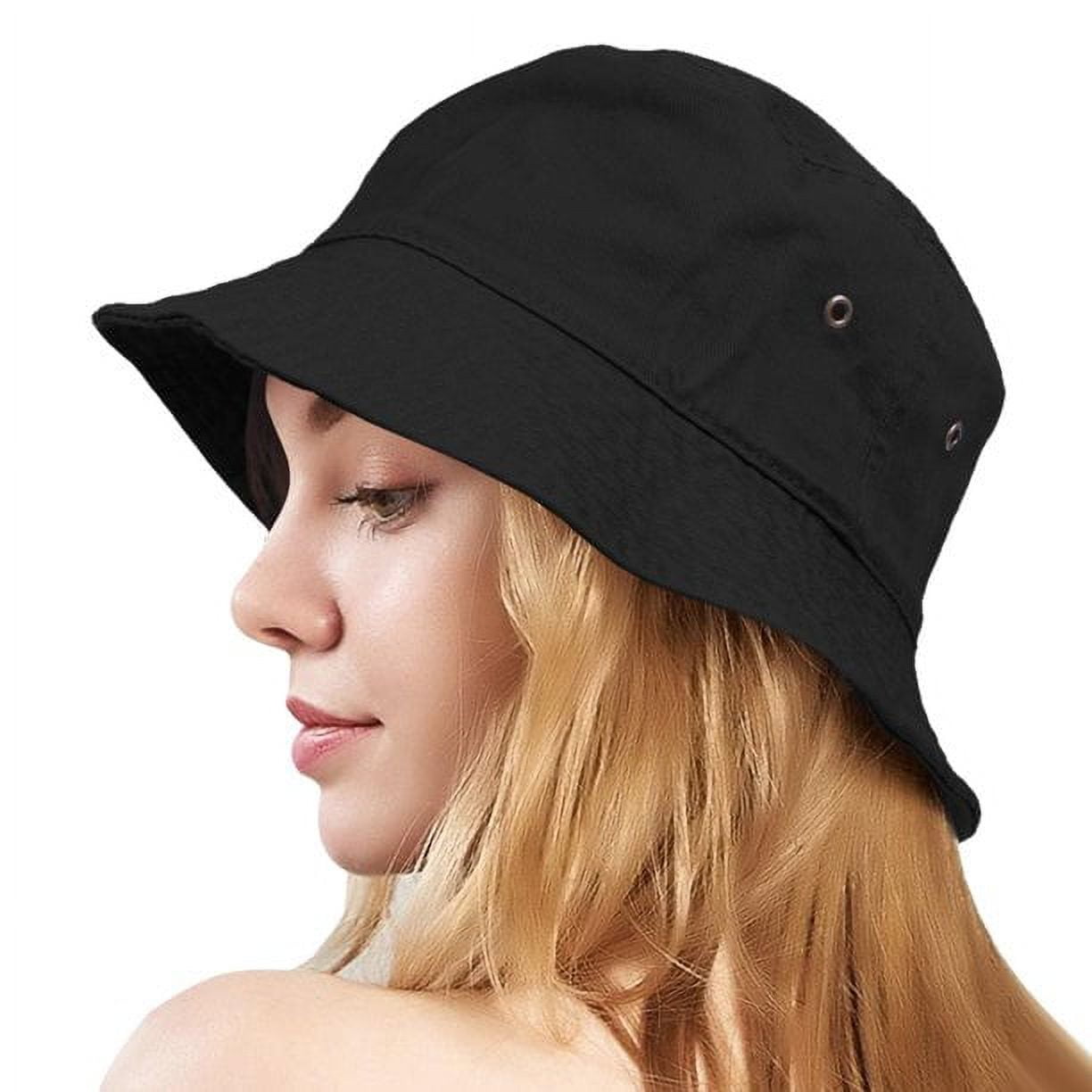 Denim Bucket Hat Cotton Polyester Unisex Sun Cap Beach Travel Amazon.com: Bucket Hat, Wide Brim Washed Denim Cotton  main image 2