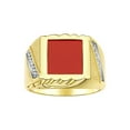 thumbnail image 1 of RYLOS Men's Rings 14K Yellow Gold Designer Ring With Diamonds and Red Quartz Rings For Men Size 10, 1 of 6