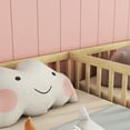 thumbnail image 3 of Miniyam Wood Twin Size Double Floor Bed with Guardrails for Toddler, Natural, 3 of 7