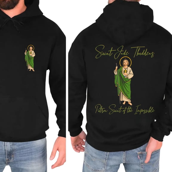 Saint Jude Thaddeus Hoodie – Double-Sided Patron Saint of the Impossible Pullover, Catholic Faith Apparel, Religious Graphic Gift