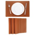 thumbnail image 1 of 4 Pcs Manteles Individuales de Cuero Sintético para Mesa de Cena, Manteles Rectangulares Resistentes al Calor (Línea Dorada Marrón), 1 of 5