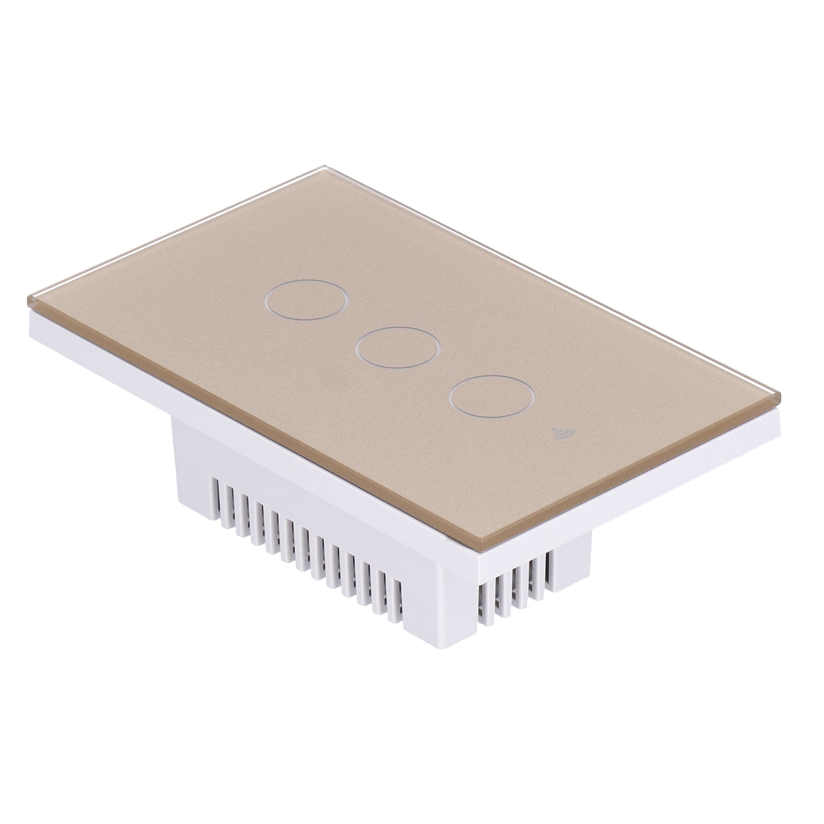 BIMZUC Intelligent Light Touch Switch Remote Control 3 Gang American Type Zigbee Home Automation Wall Switch Panel 100-240V Gold (15 cm / 5.91 inches)