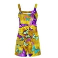 thumbnail image 4 of Womens Rompers Jumpsuits Summer Sleeveless Adjustable Knot Straps Shorts Butterfly Floral Print Overall Stretchy Jumpers with Pockets, 4 of 5